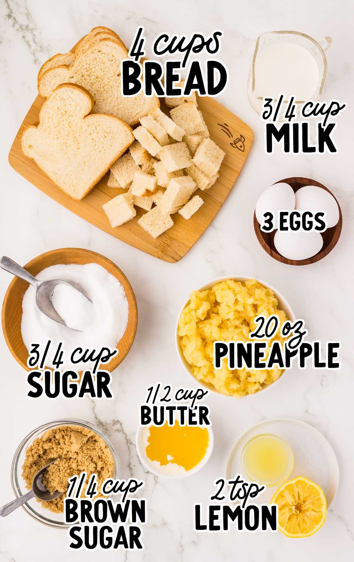 Scalloped Pineapple raw ingredients that are labeled