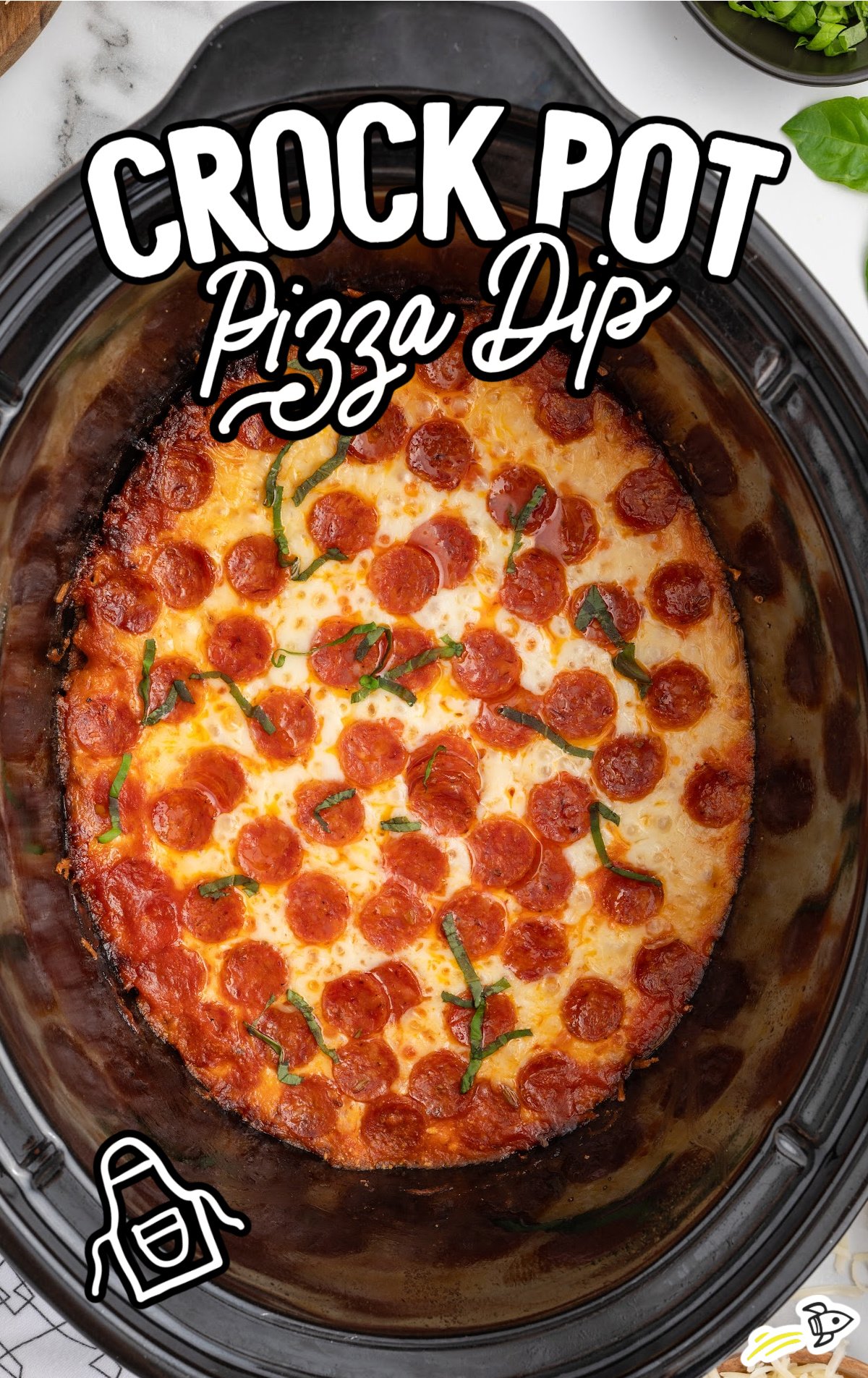 A crock pot full of pizza dip