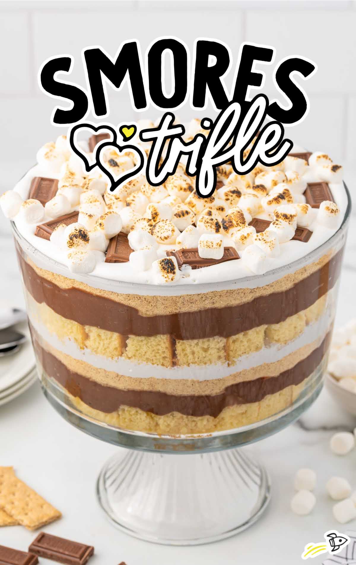 a trifle bowl of Smores Trifle