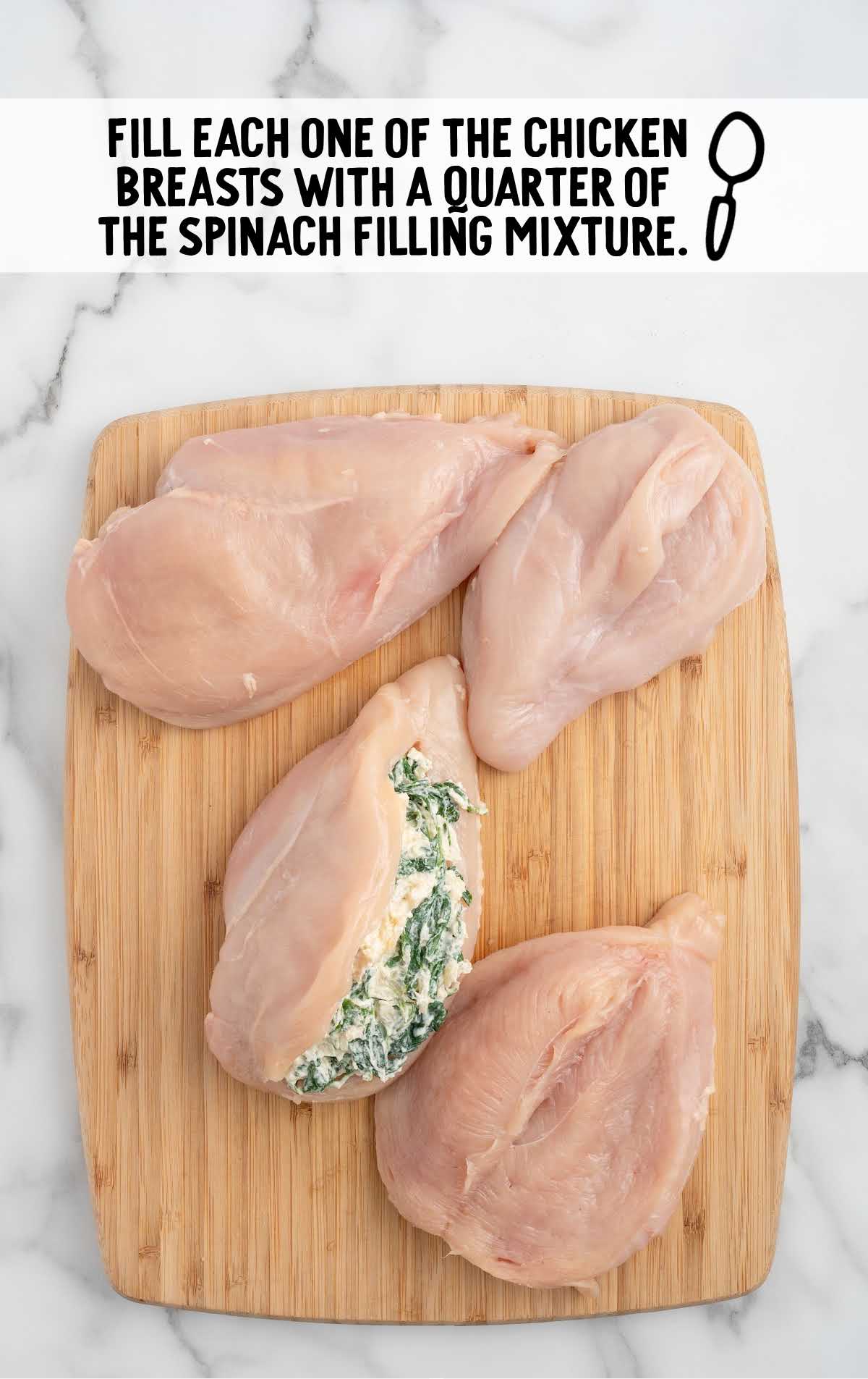 chicken breast filled with the spinach and cheese mixture