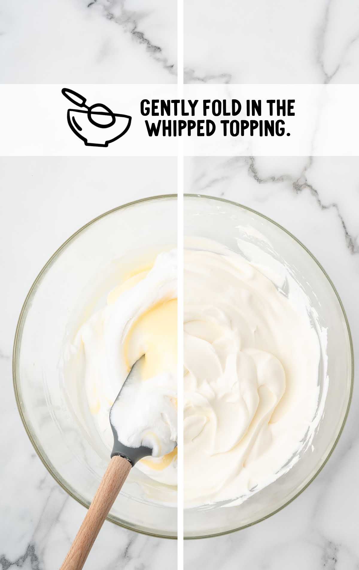 whipped topping folded into the pudding mixture