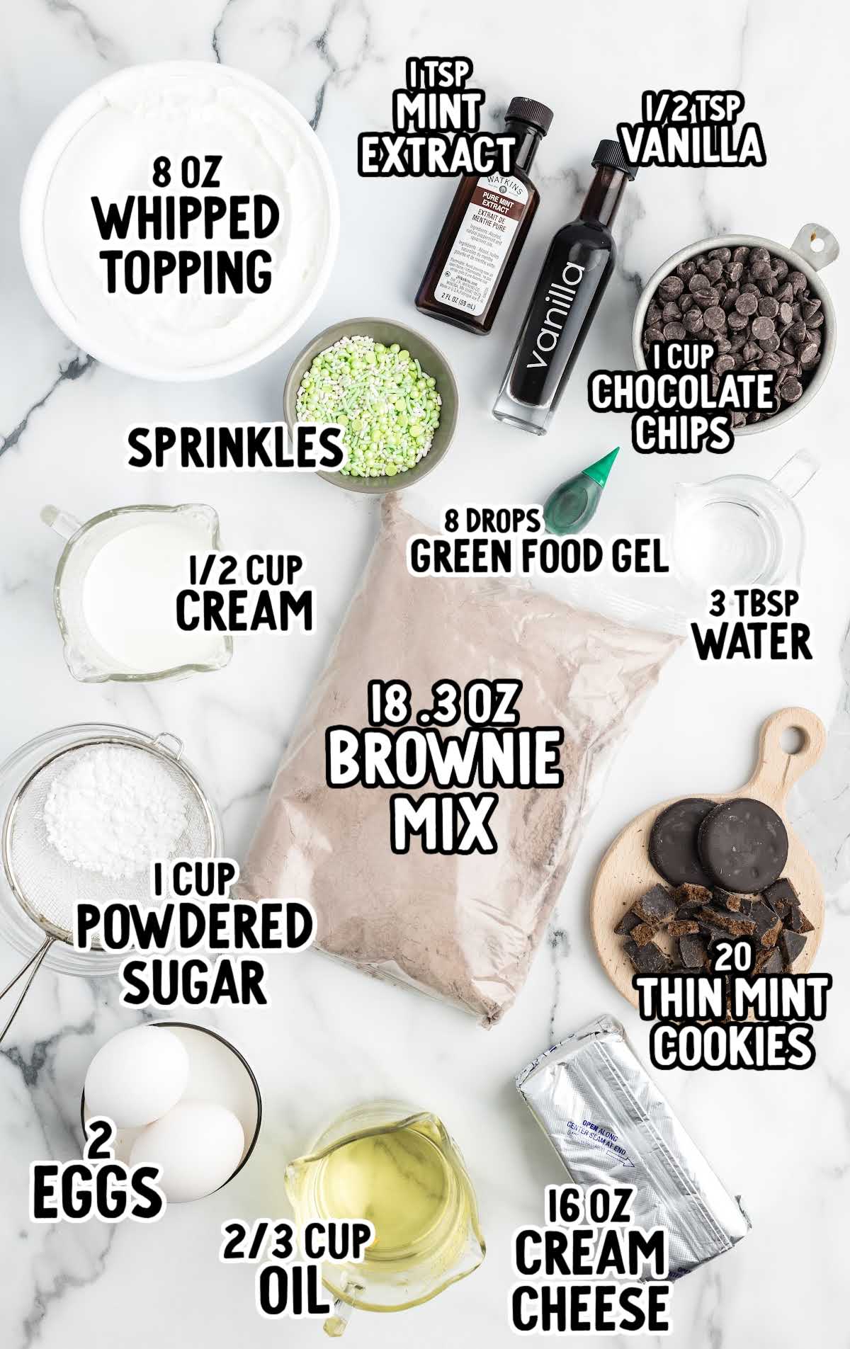 Thin Mint Cheesecake raw ingredients that are labeled