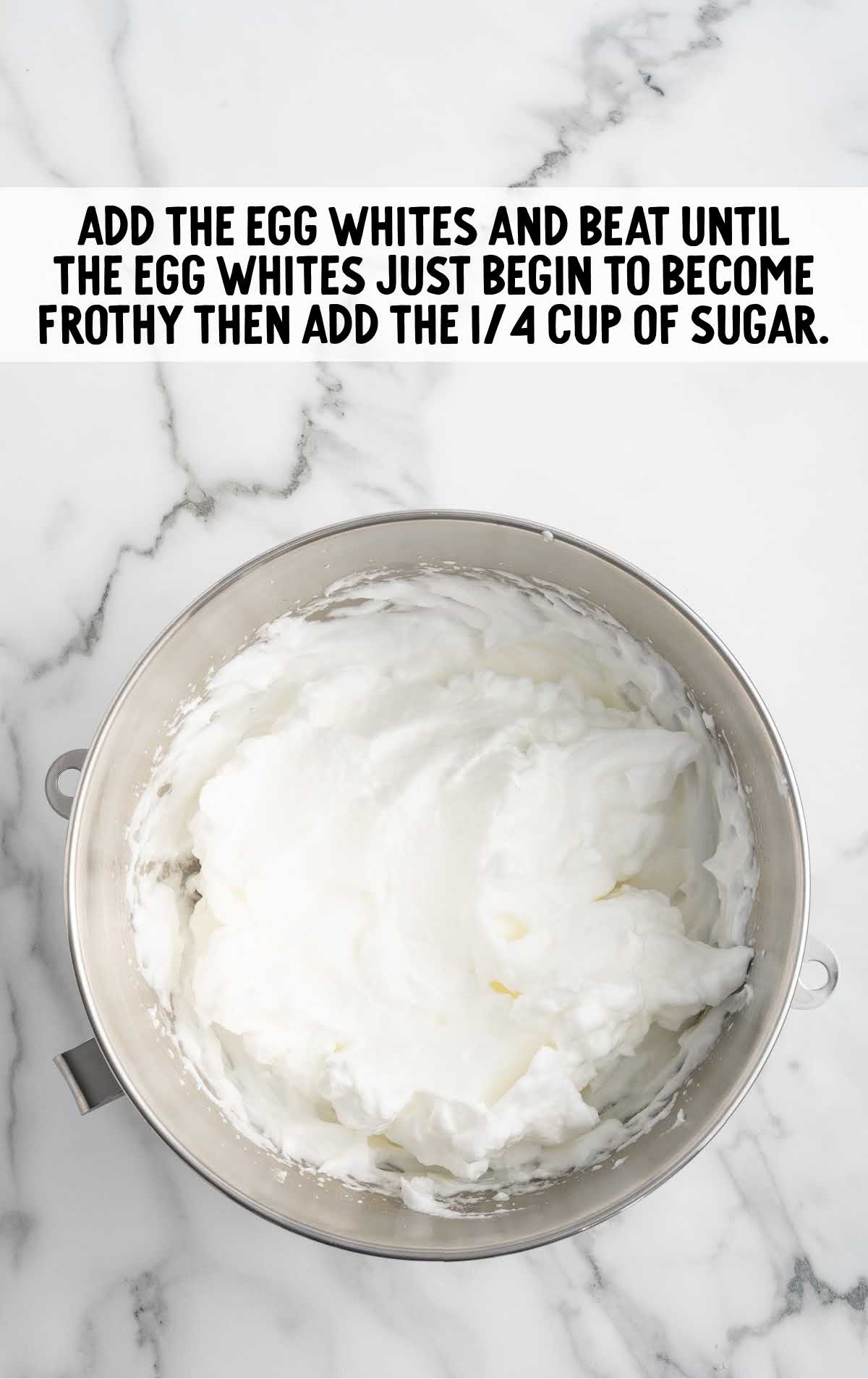 egg whites and sugar combined in a bowl