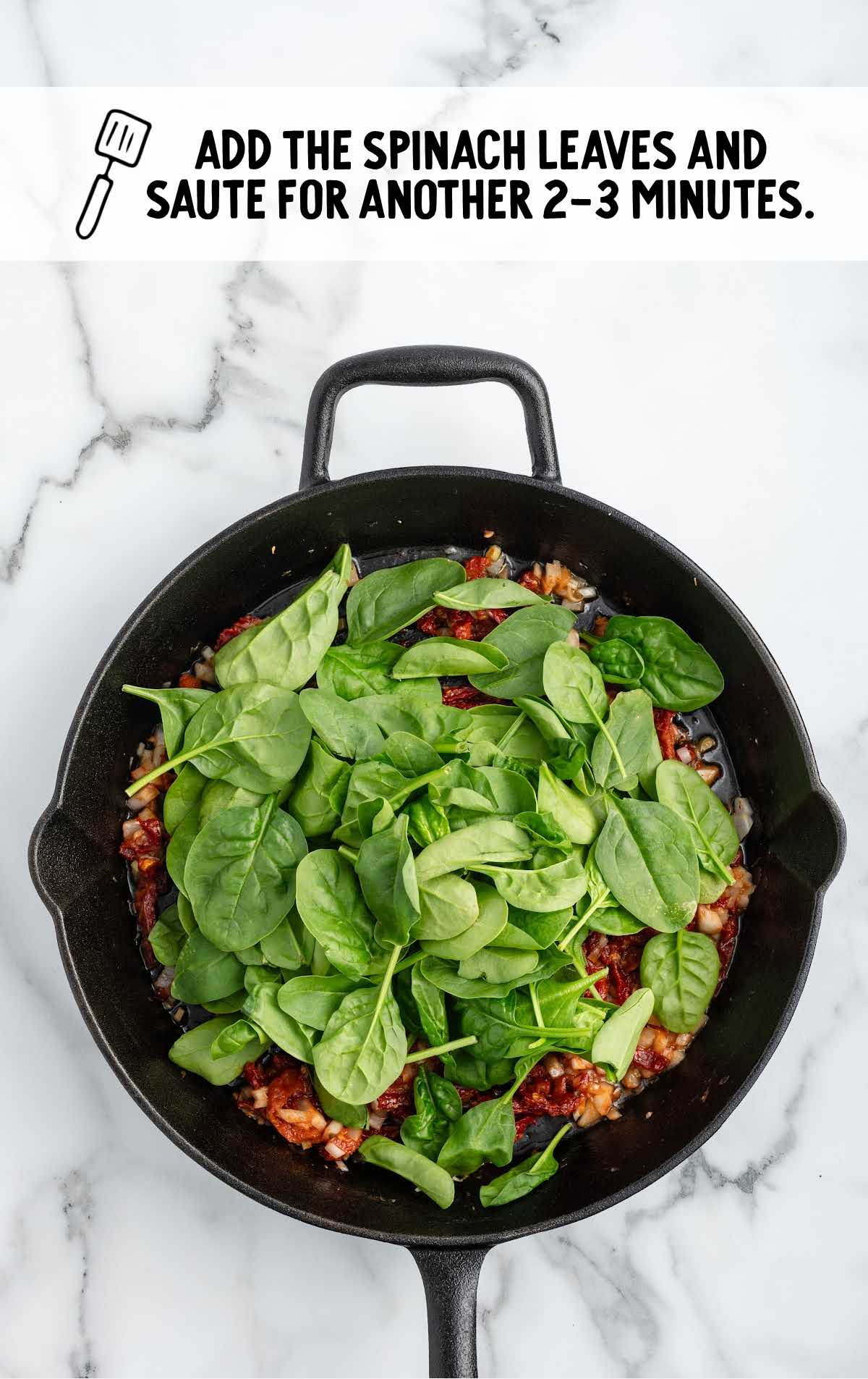 spinach added to the skillet