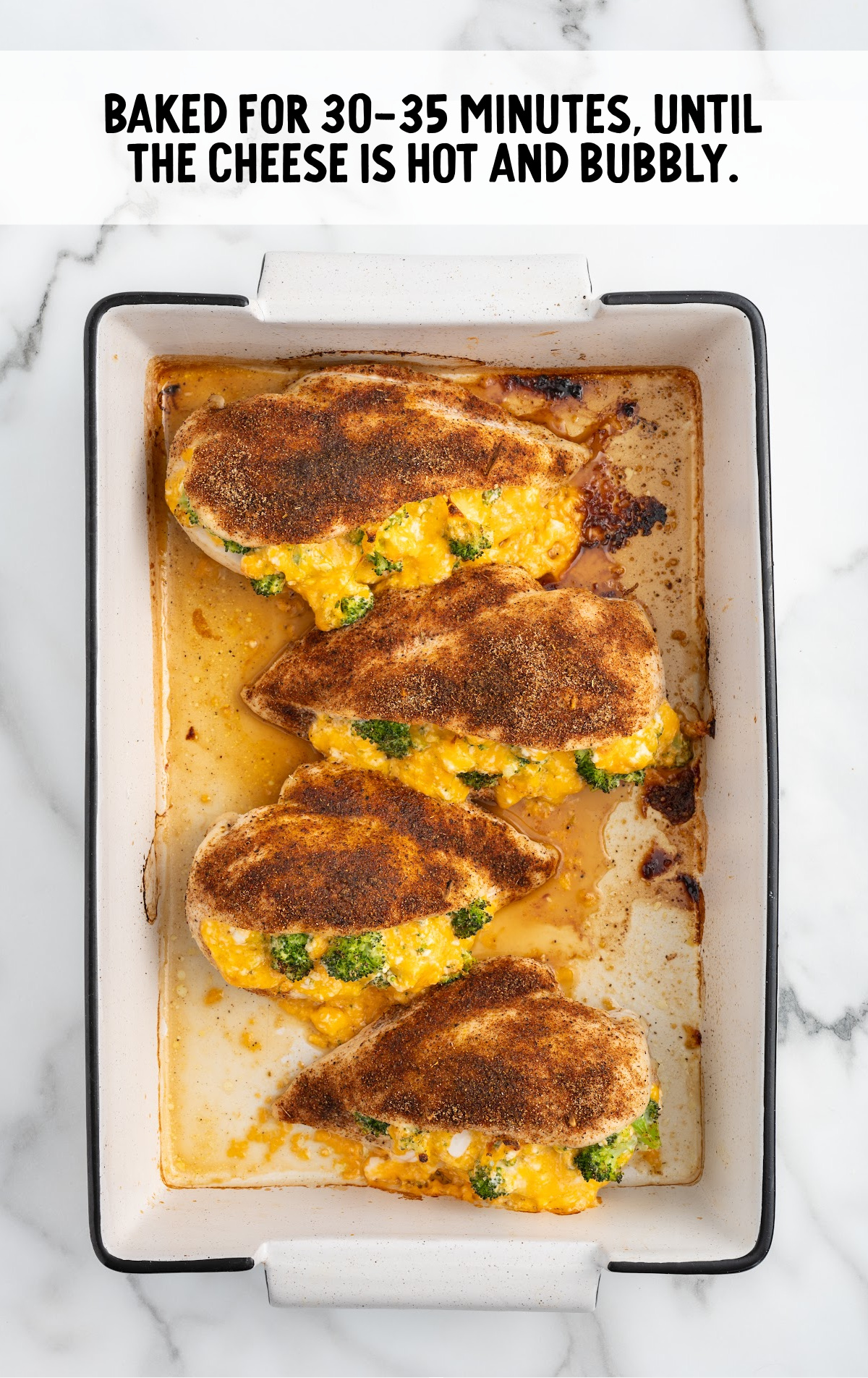 The stuffed chicken breasts are baked.