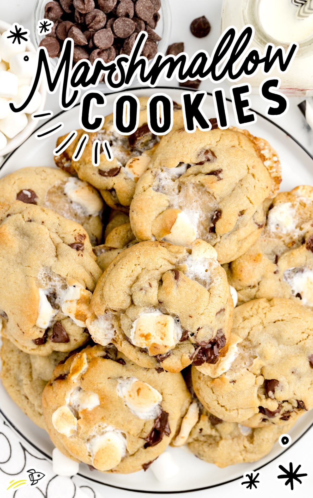 A plate covered in Marshmallow Cookies