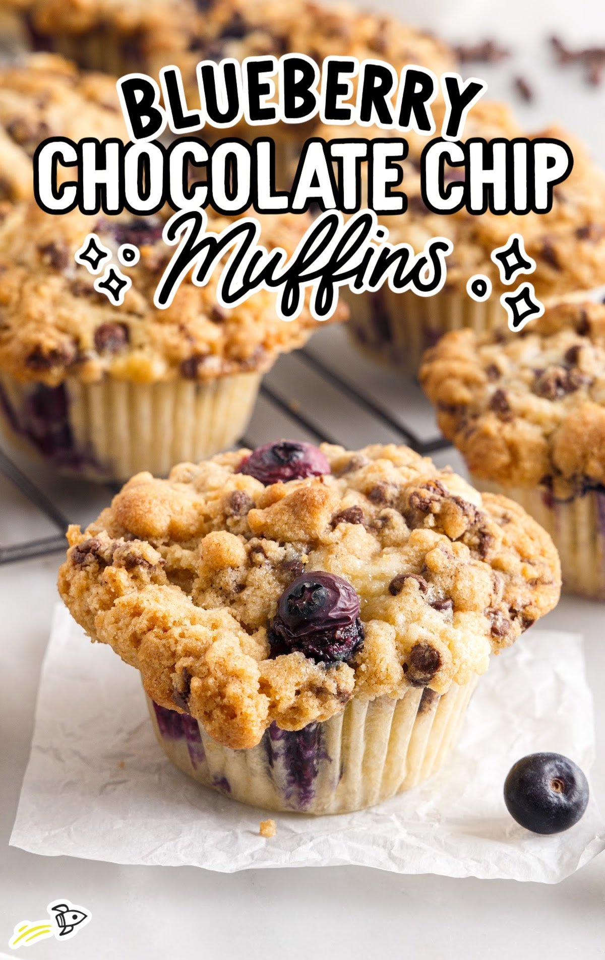 Blueberry Chocolate Chip Muffins with streusel topping.