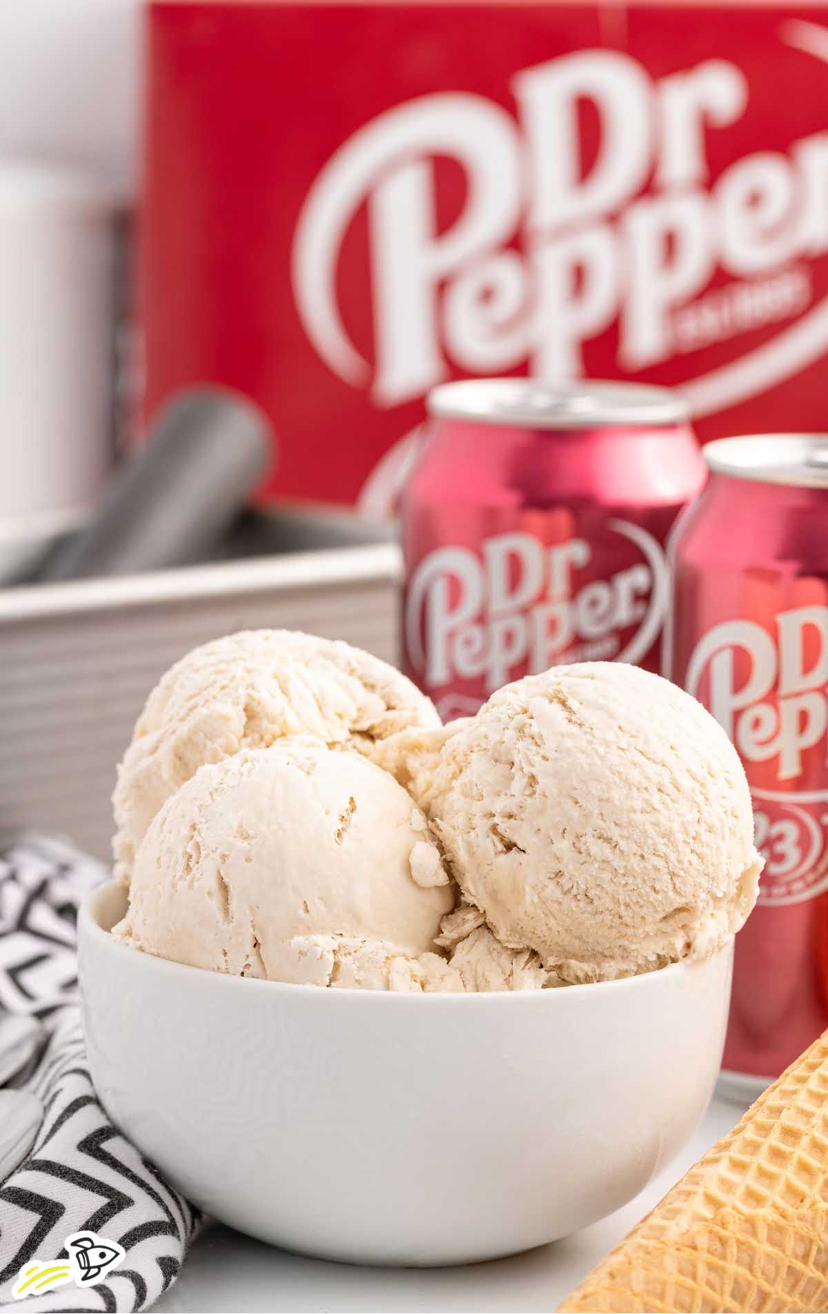 scoops of Dr. Pepper Ice Cream in a bowl