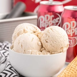 scoops of Dr. Pepper Ice Cream in a bowl