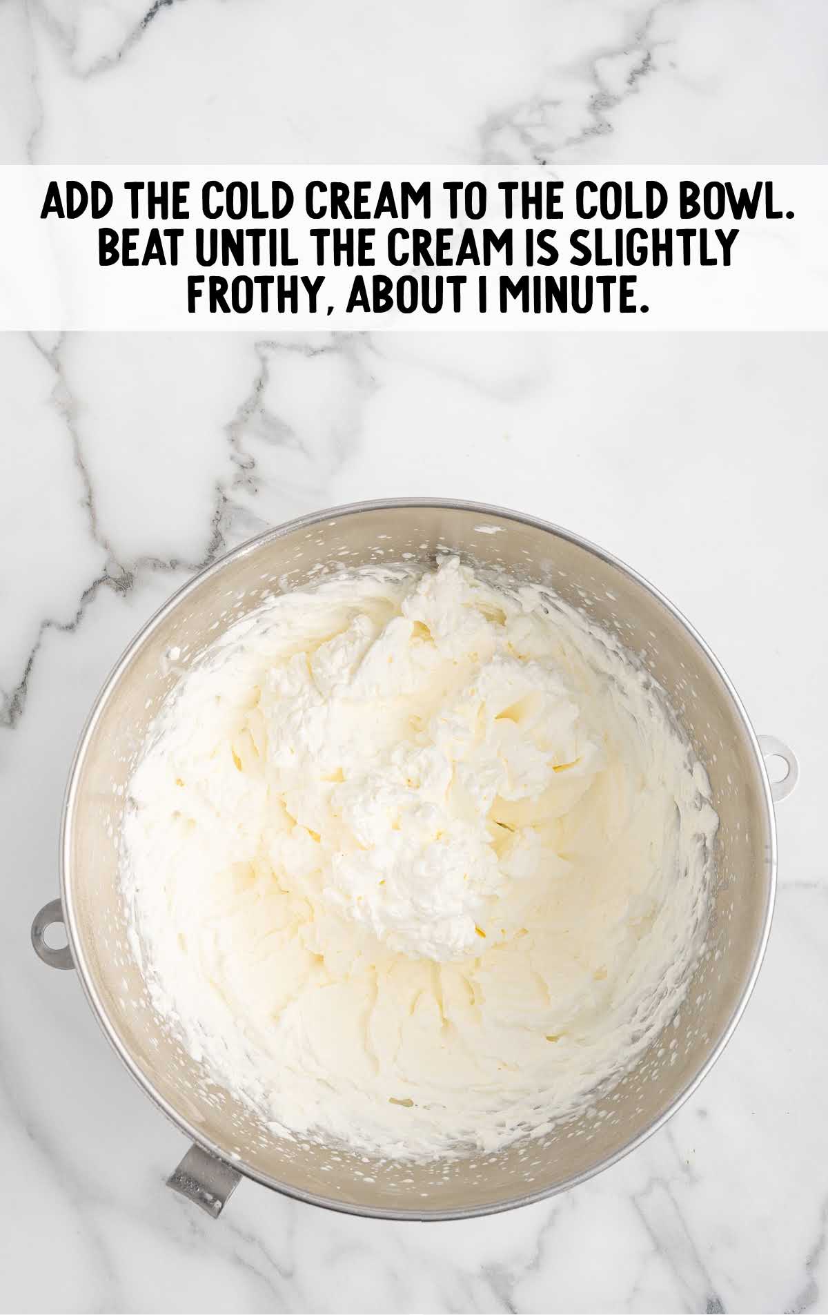 cold cream poured into the bowl