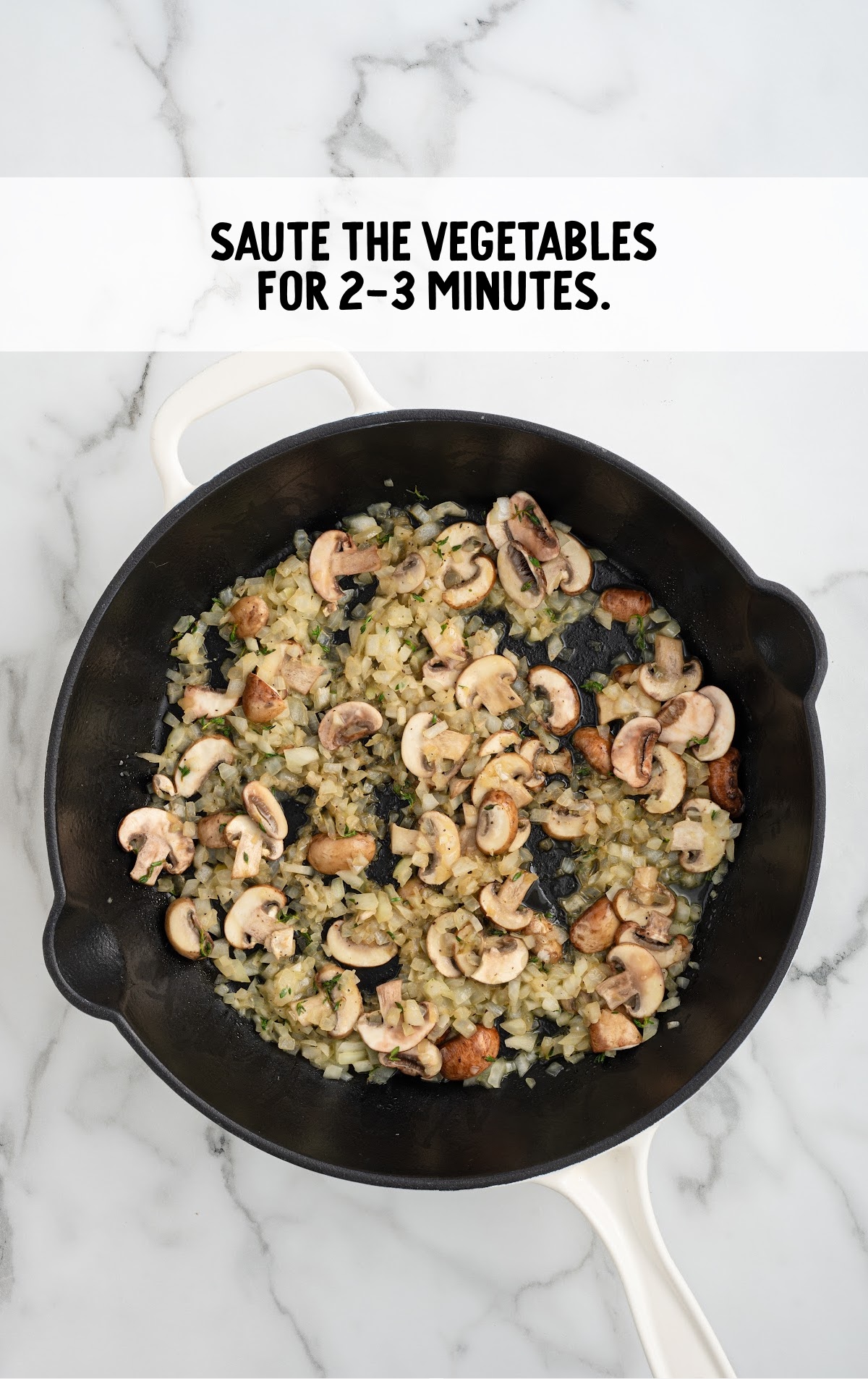 A skillet of mushrooms and onions.