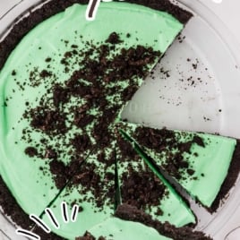 Grasshopper Pie with a few slices missing