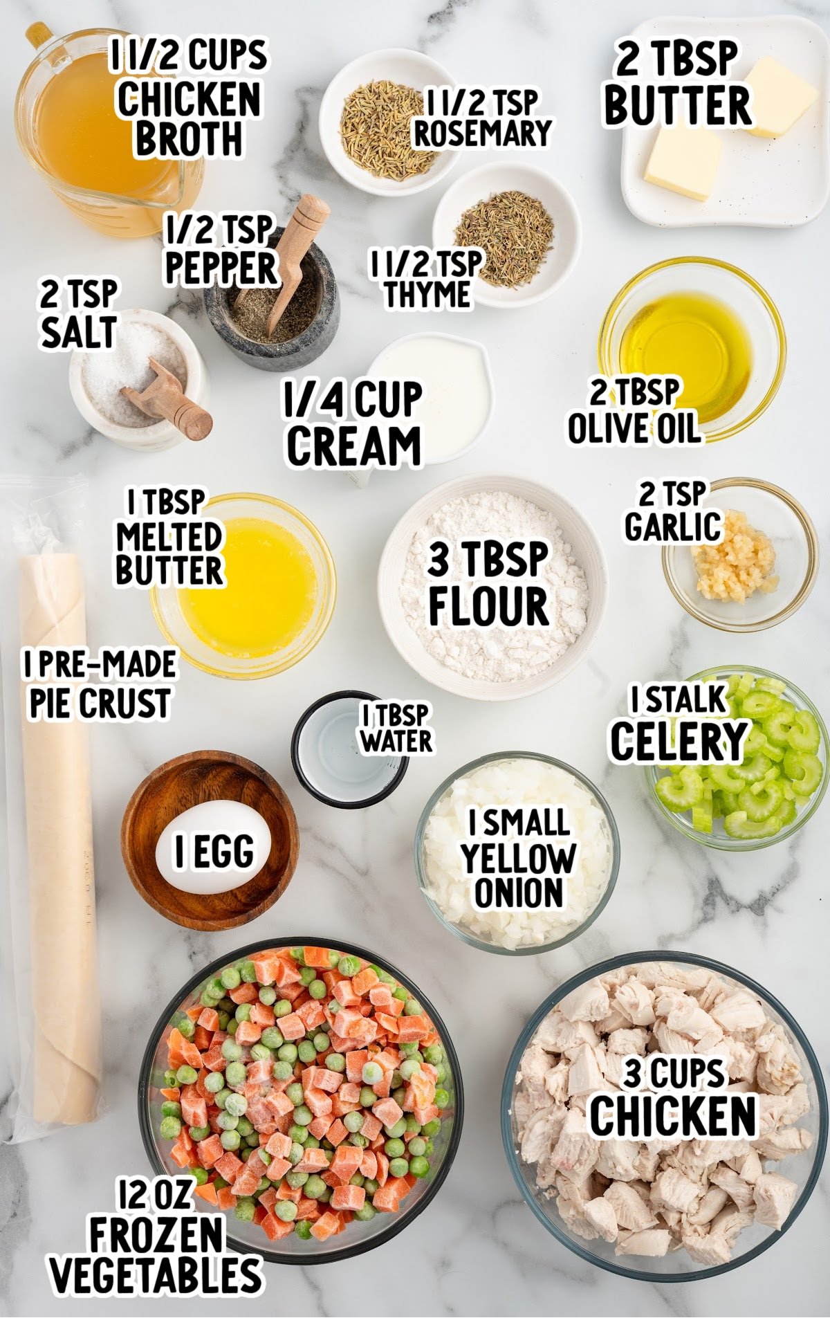 Ingredients for Skillet Chicken Pot Pie.