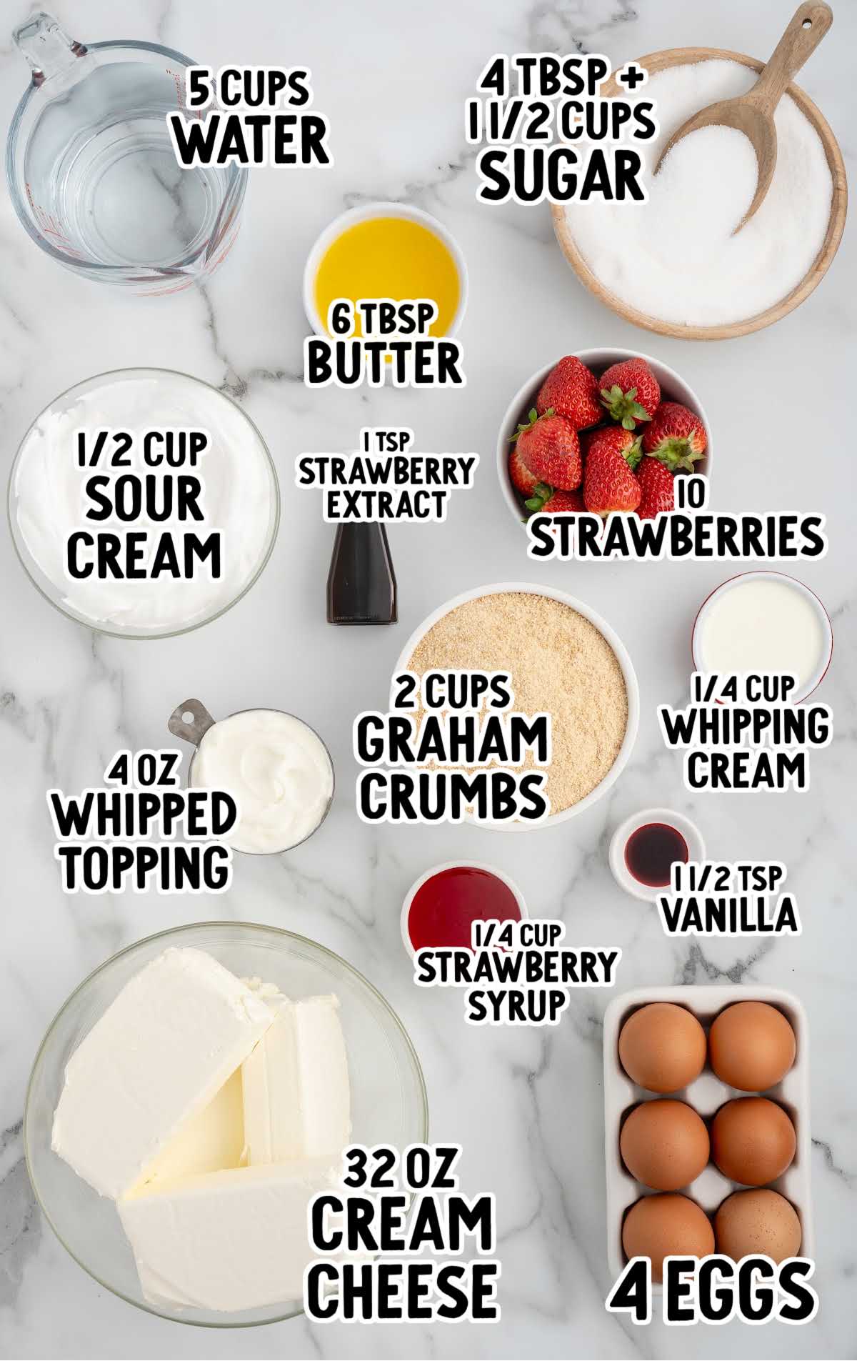 Strawberries and Cream Cheesecake raw ingredients that are labeled