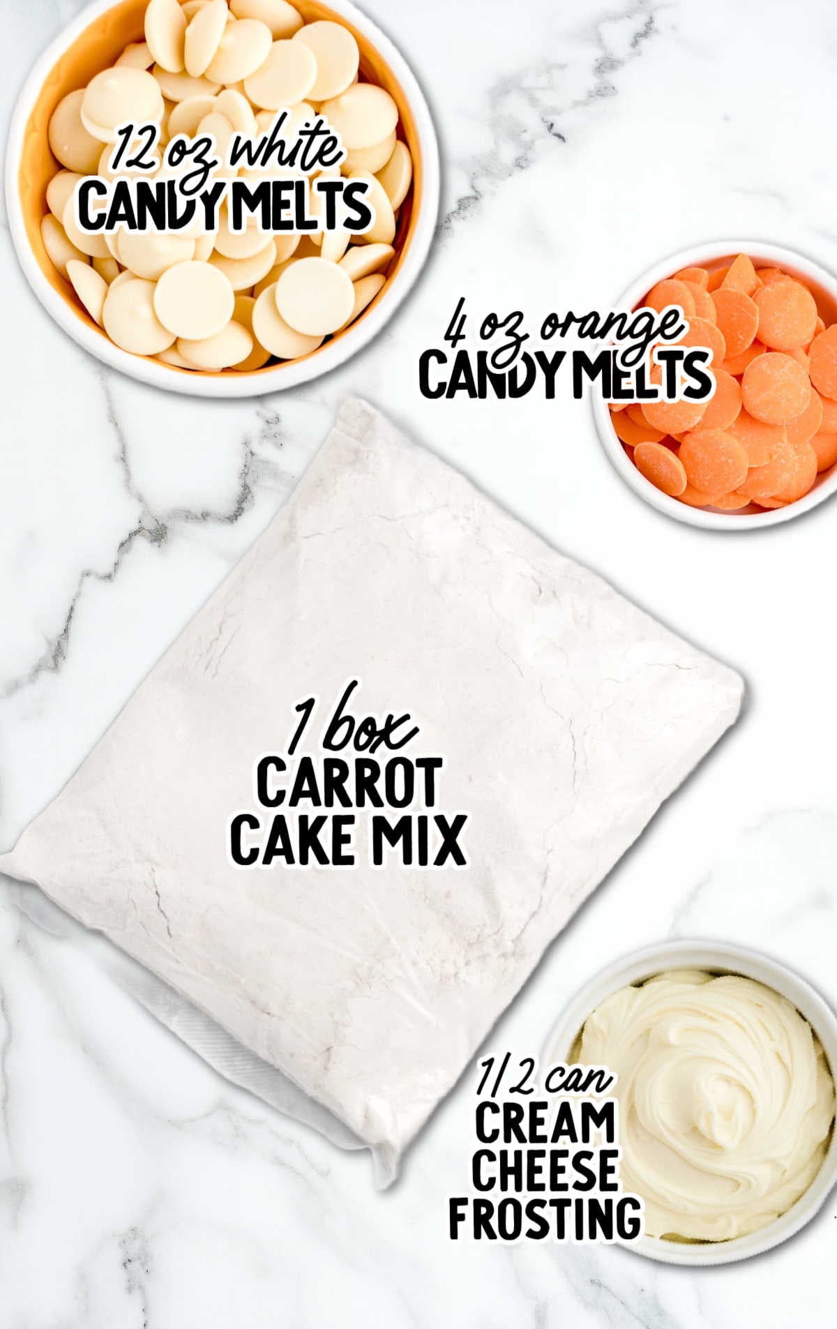 Carrot Cake Cheesecake Bites raw ingredients that are labeled