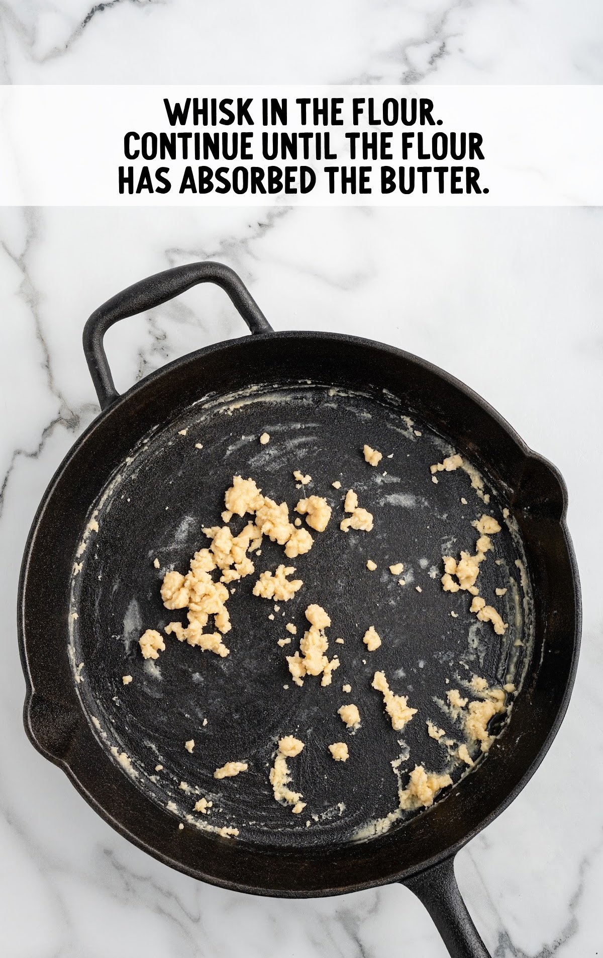 Flour has soaked up the butter in the skillet.