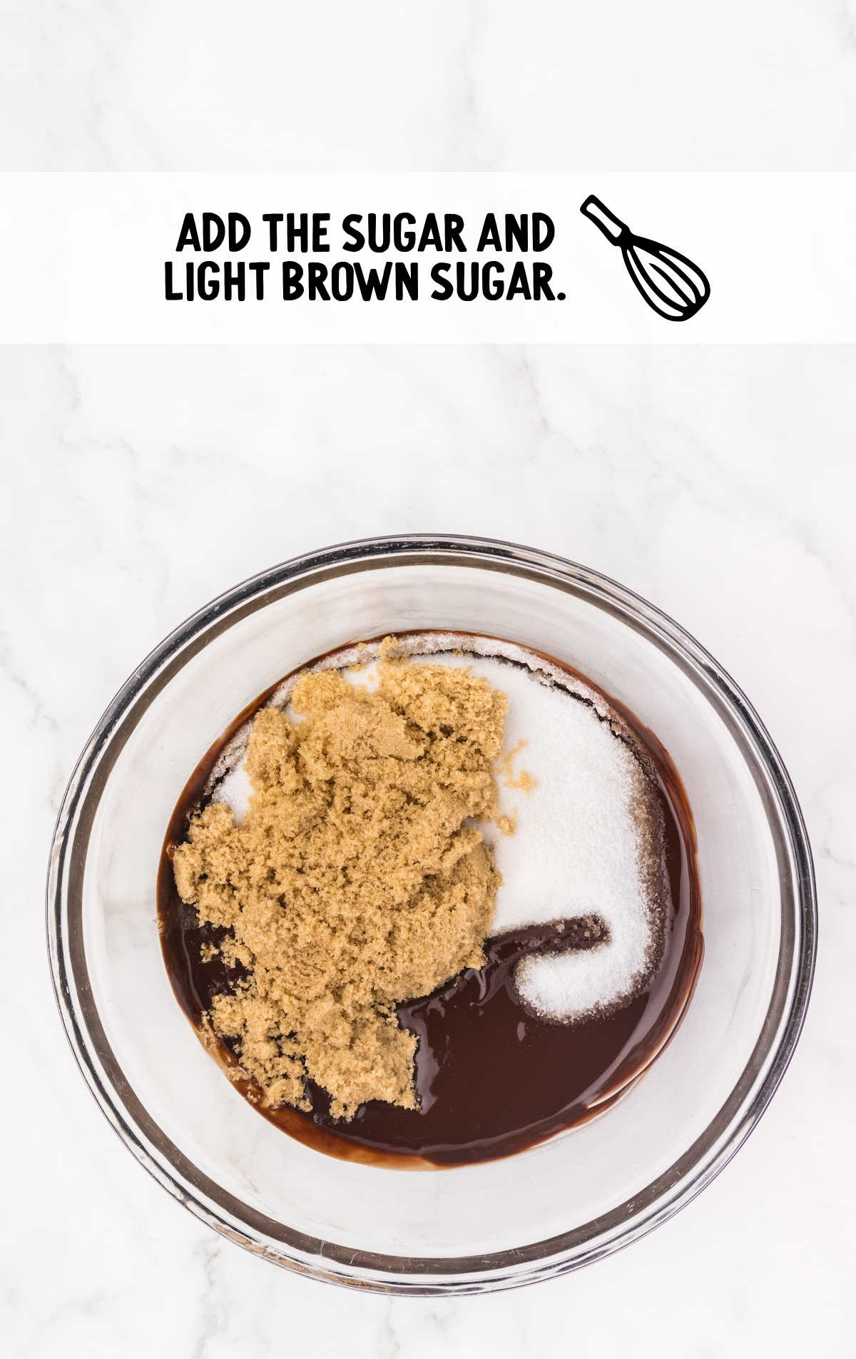 white sugar and brown sugar combined into the ingredients in the bowl