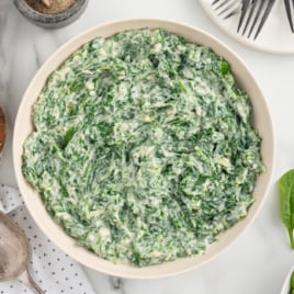 a bowl of creamed spinach