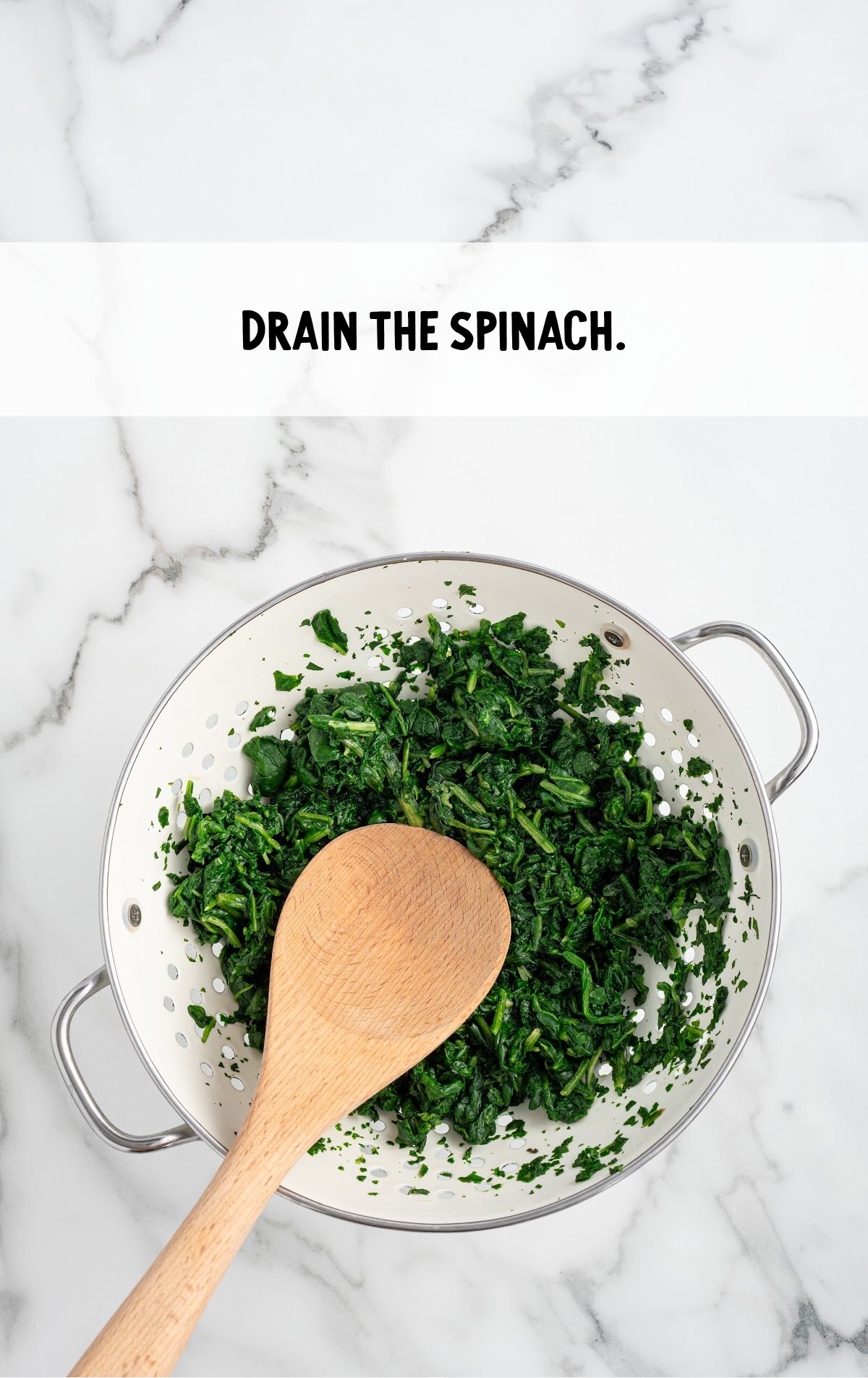 spinach drained in a strainer