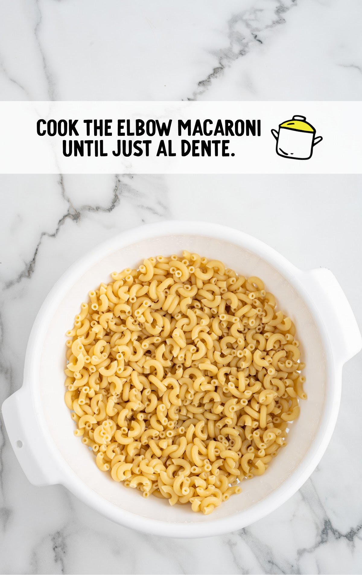 cooked macaroni in a strainer