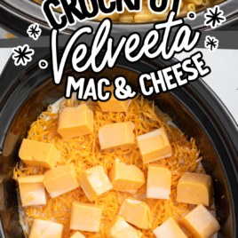 a crockpot of velveeta mac and cheese