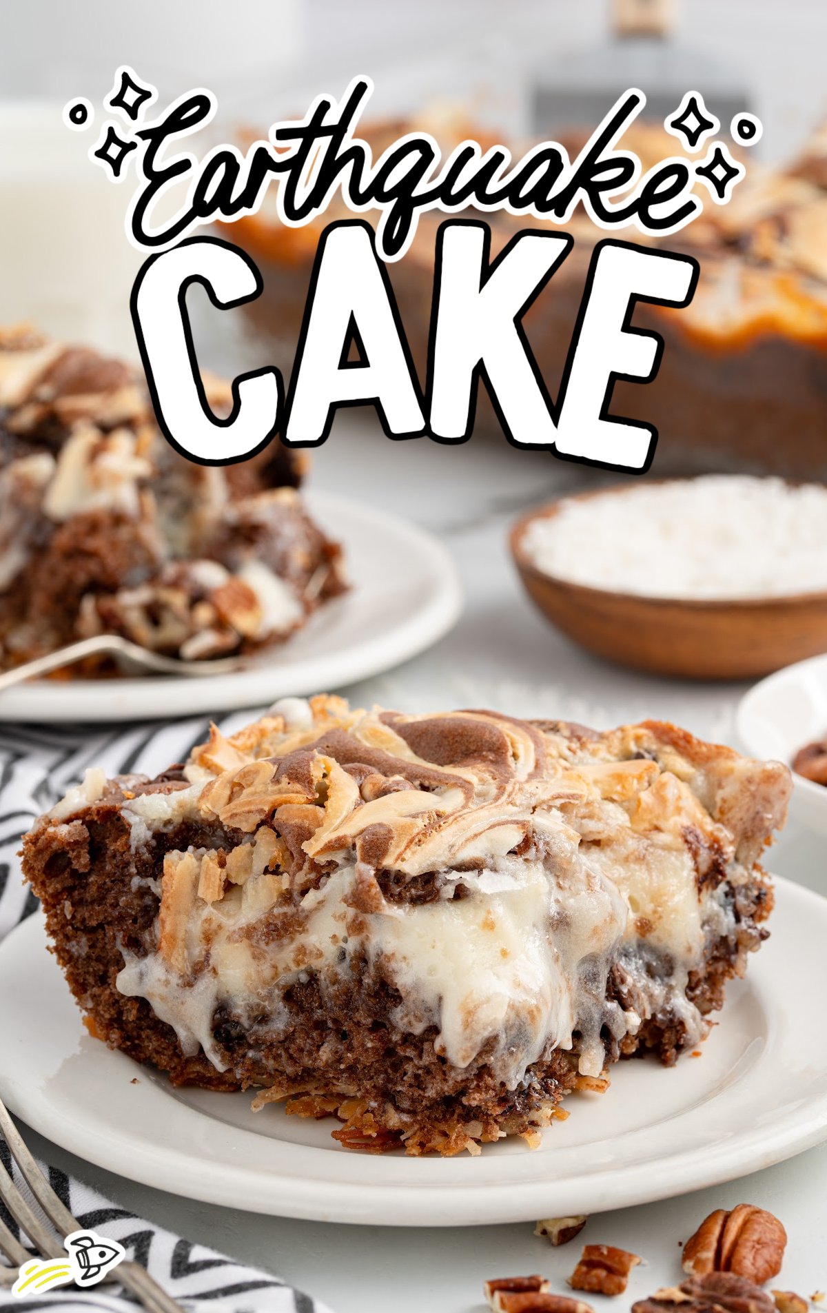 a slice of Earthquake Cake on a plate