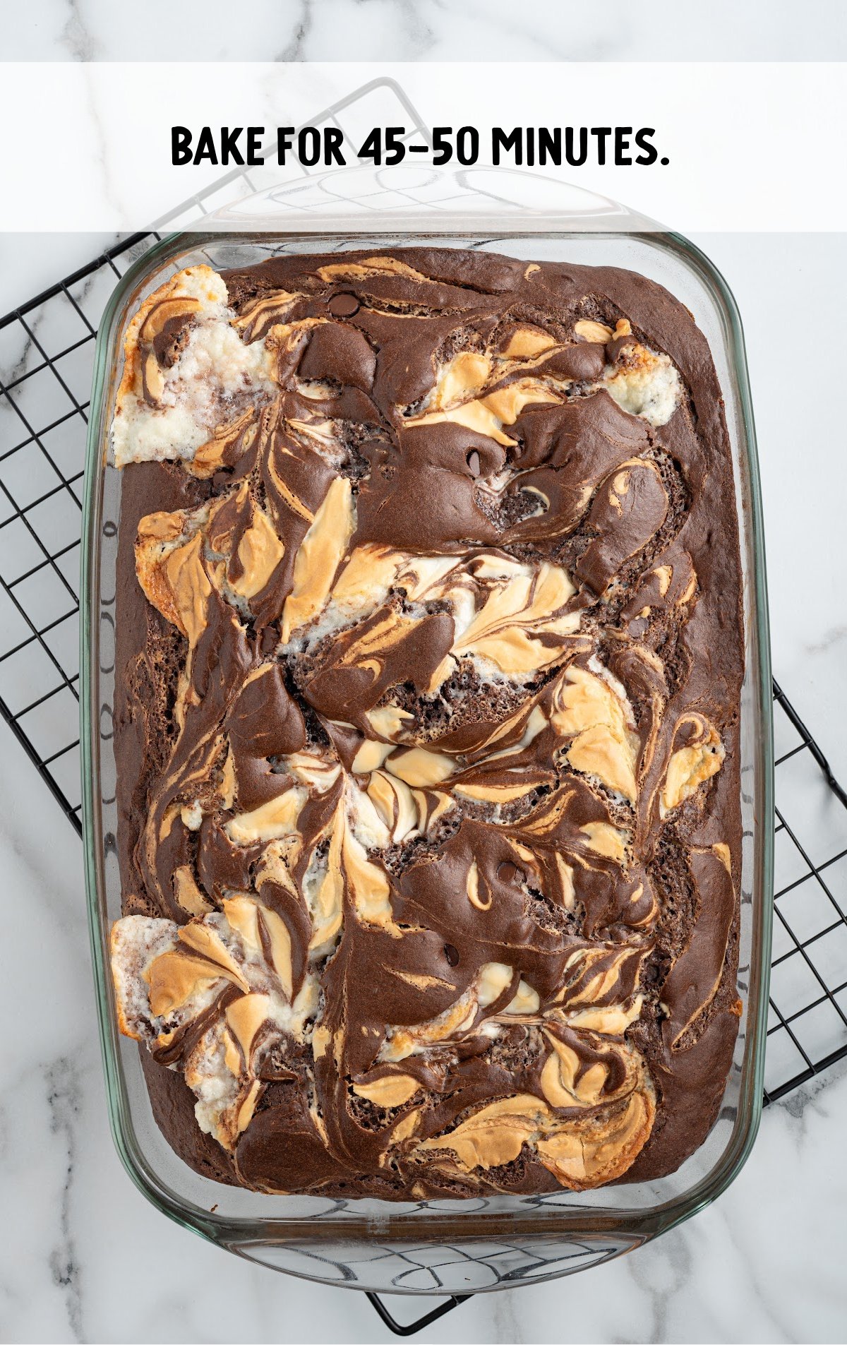 earthquake cake baked in a baking dish