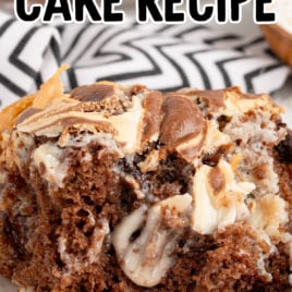 a slice of Earthquake Cake on a plate