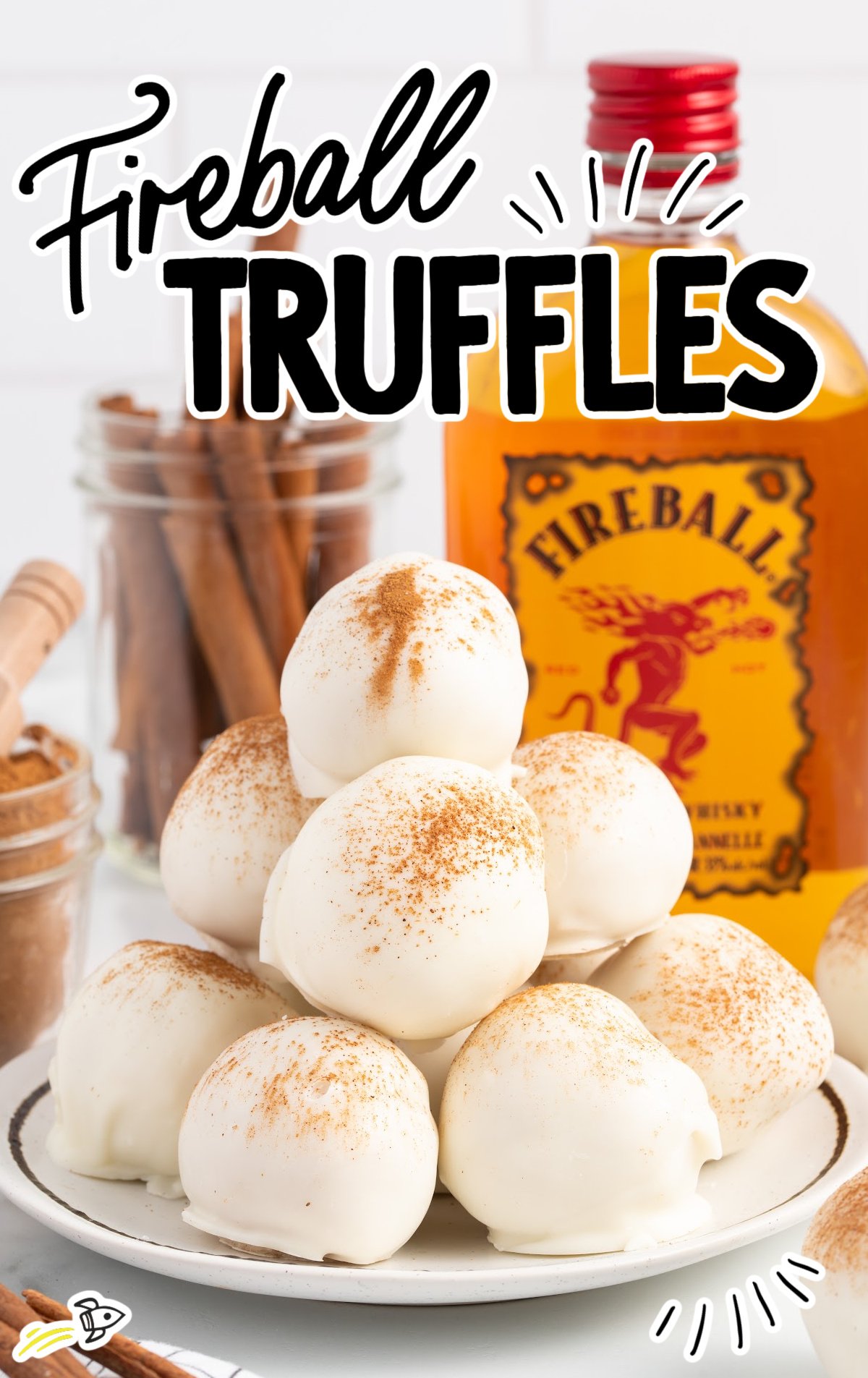 a big plate of Fireball Truffles stacked up.