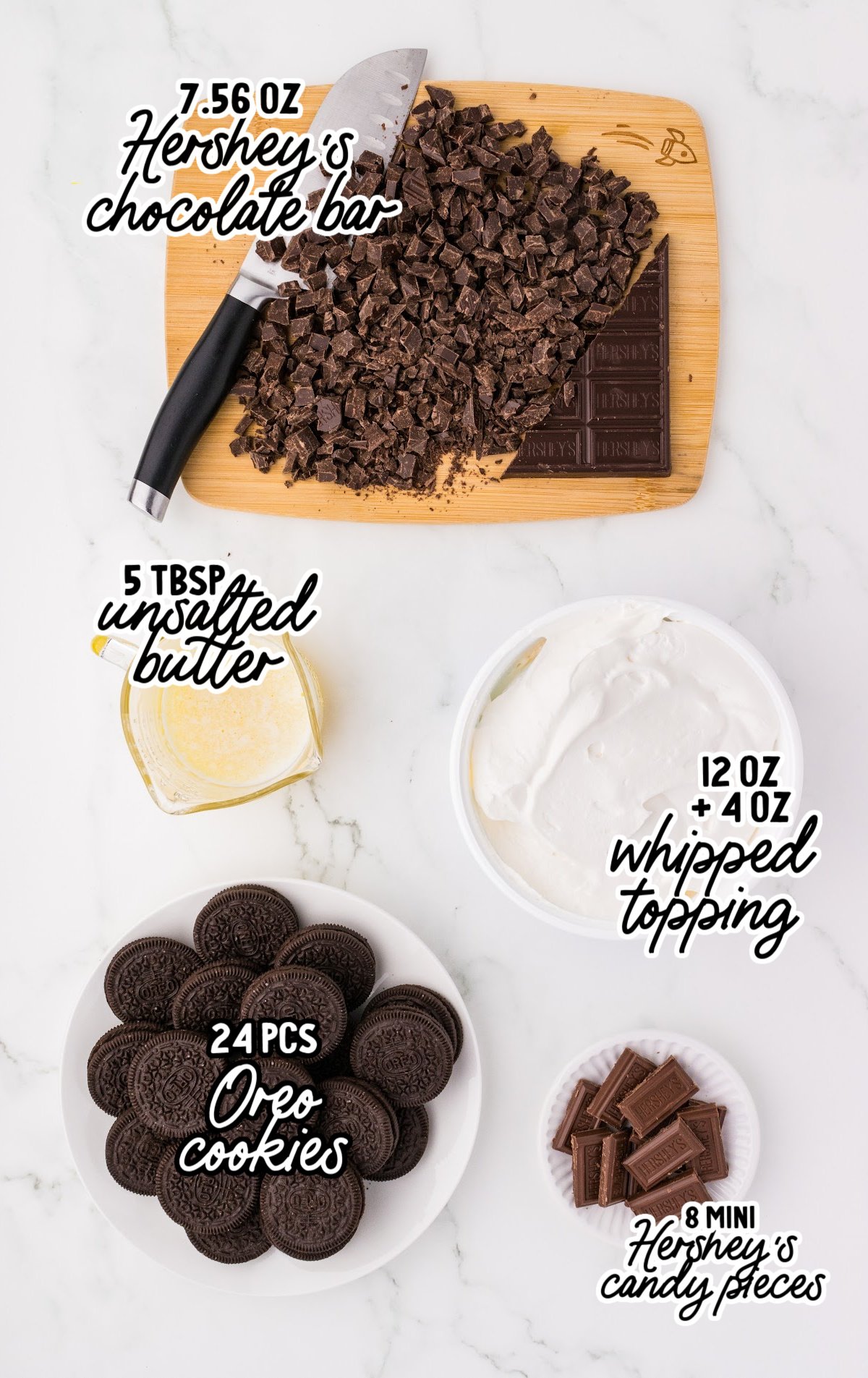 The ingredients needed to make Hershey Pie