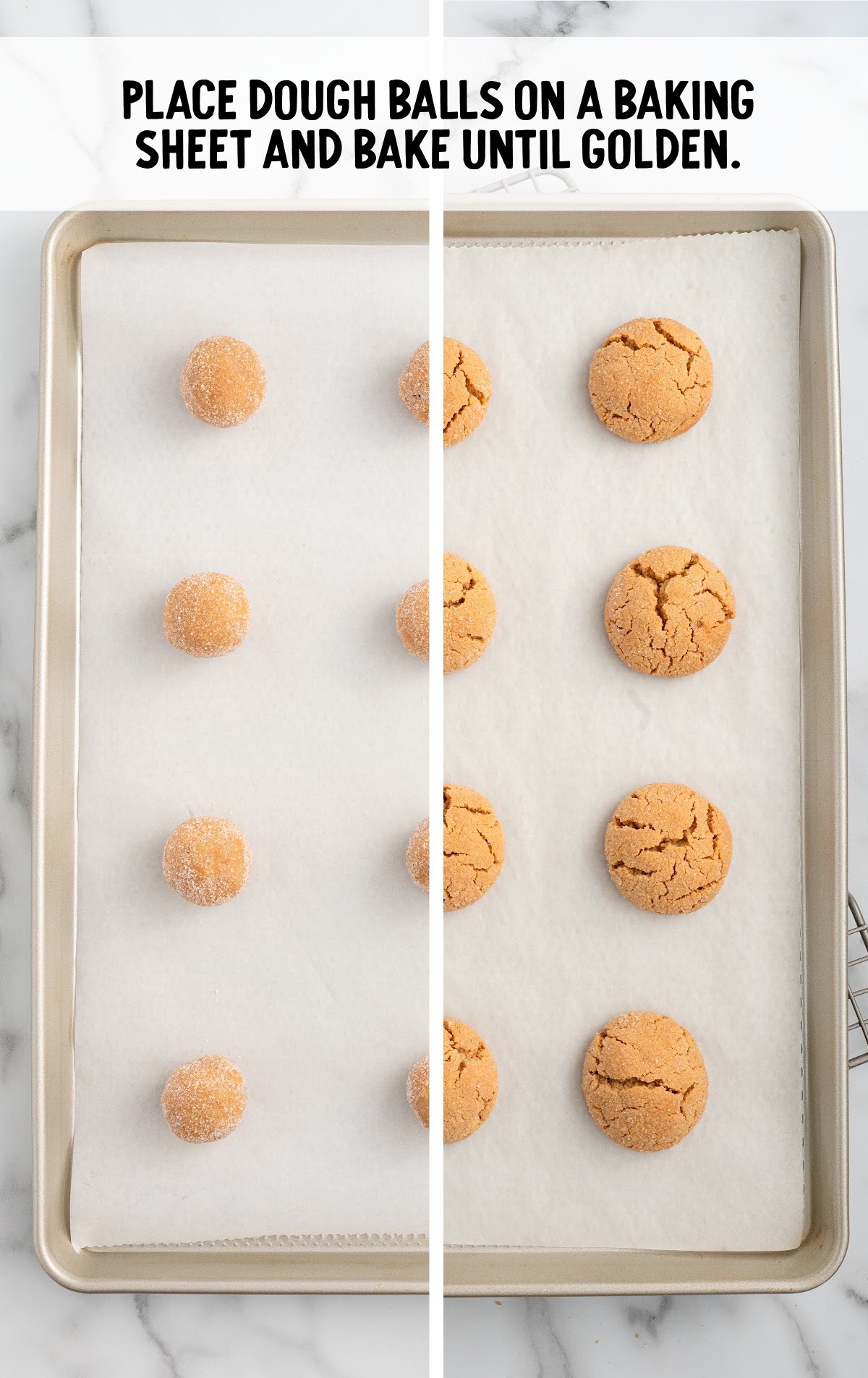 The cookies are baked on a baking sheet.