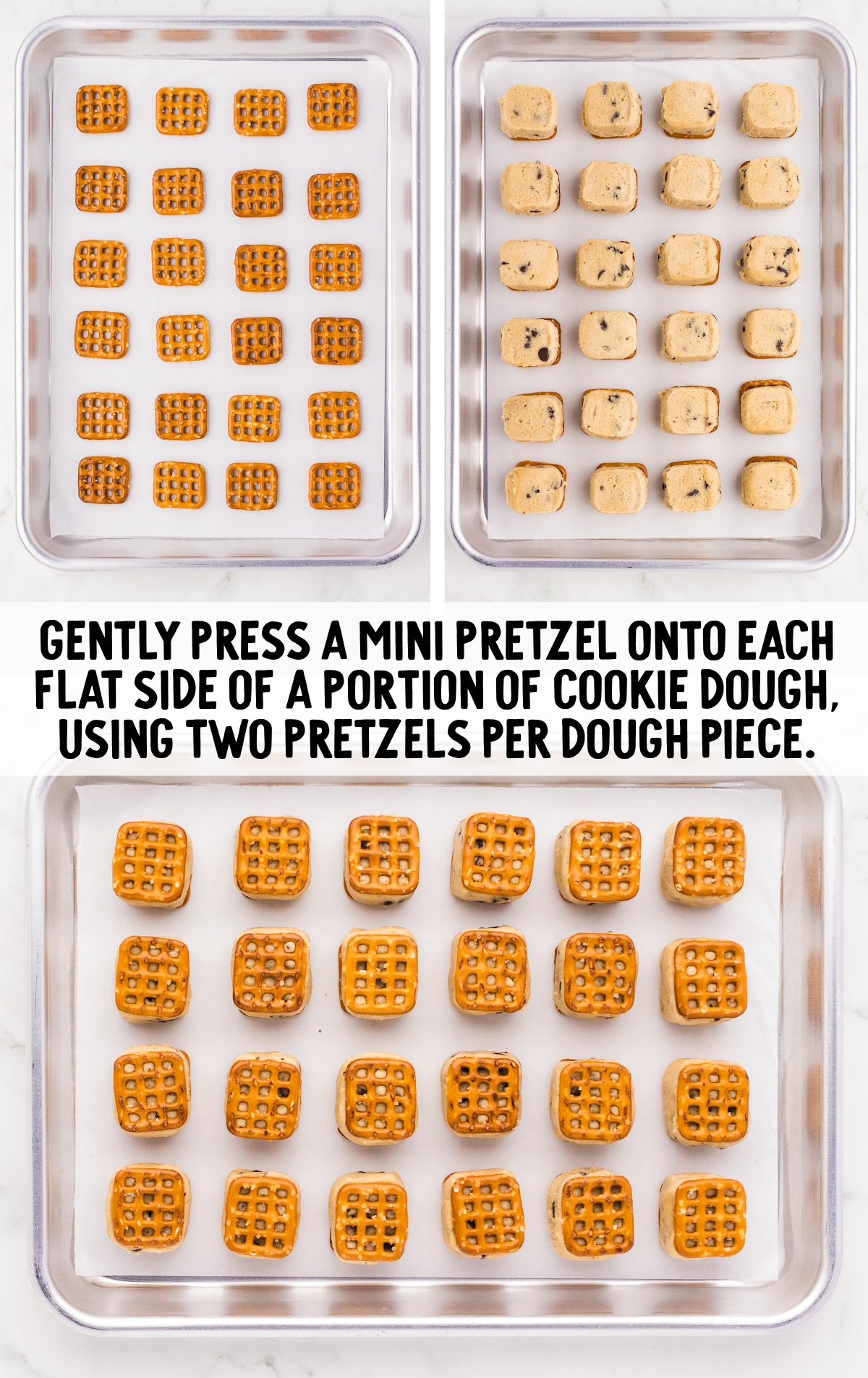 mini pretzels pressed onto the cookie dough