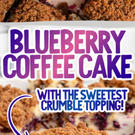 Slices of blueberry coffee cake.