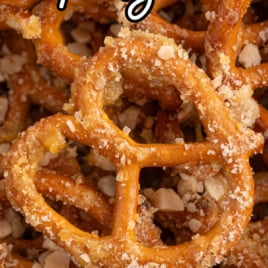 a plate of Butter Toffee Pretzels