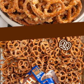 a plate of Butter Toffee Pretzels