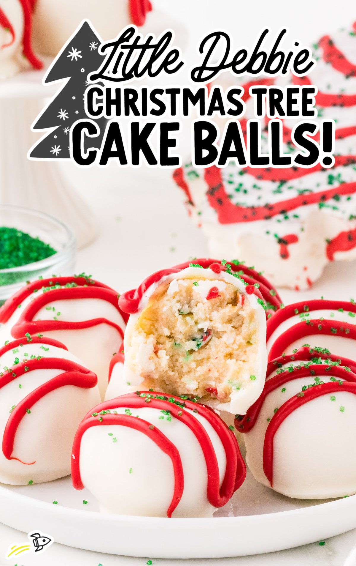 a bunch of Little Debbie Christmas Tree Cake Balls on a plate