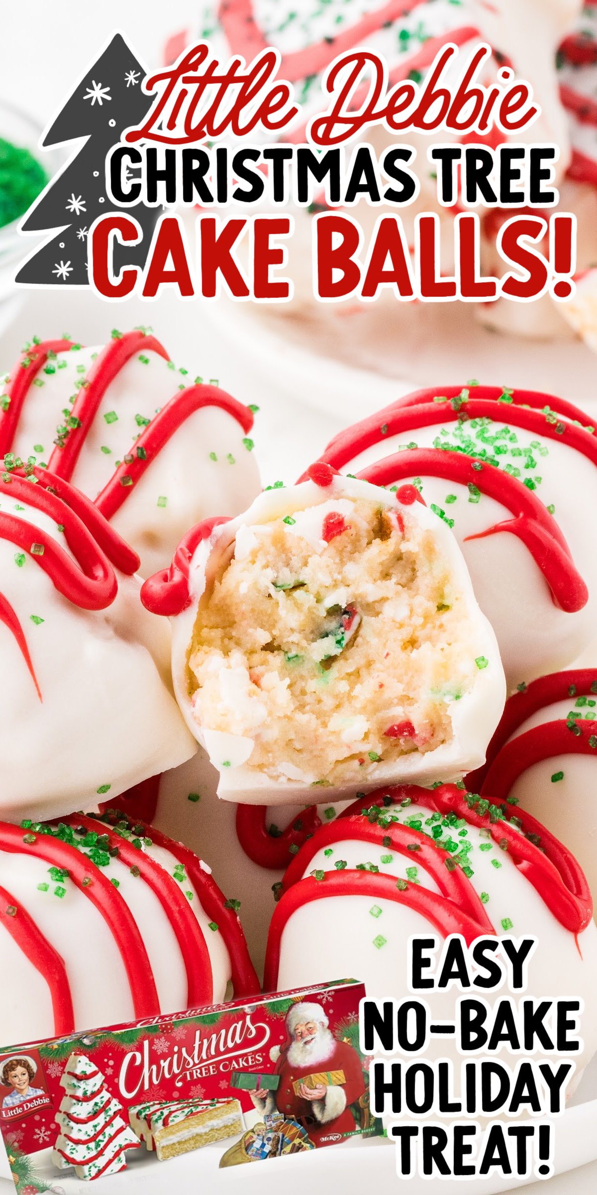 a bunch of Little Debbie Christmas Tree Cake Balls on a plate
