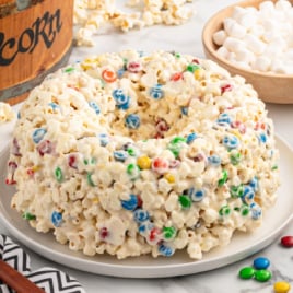 a plate of Popcorn Cake