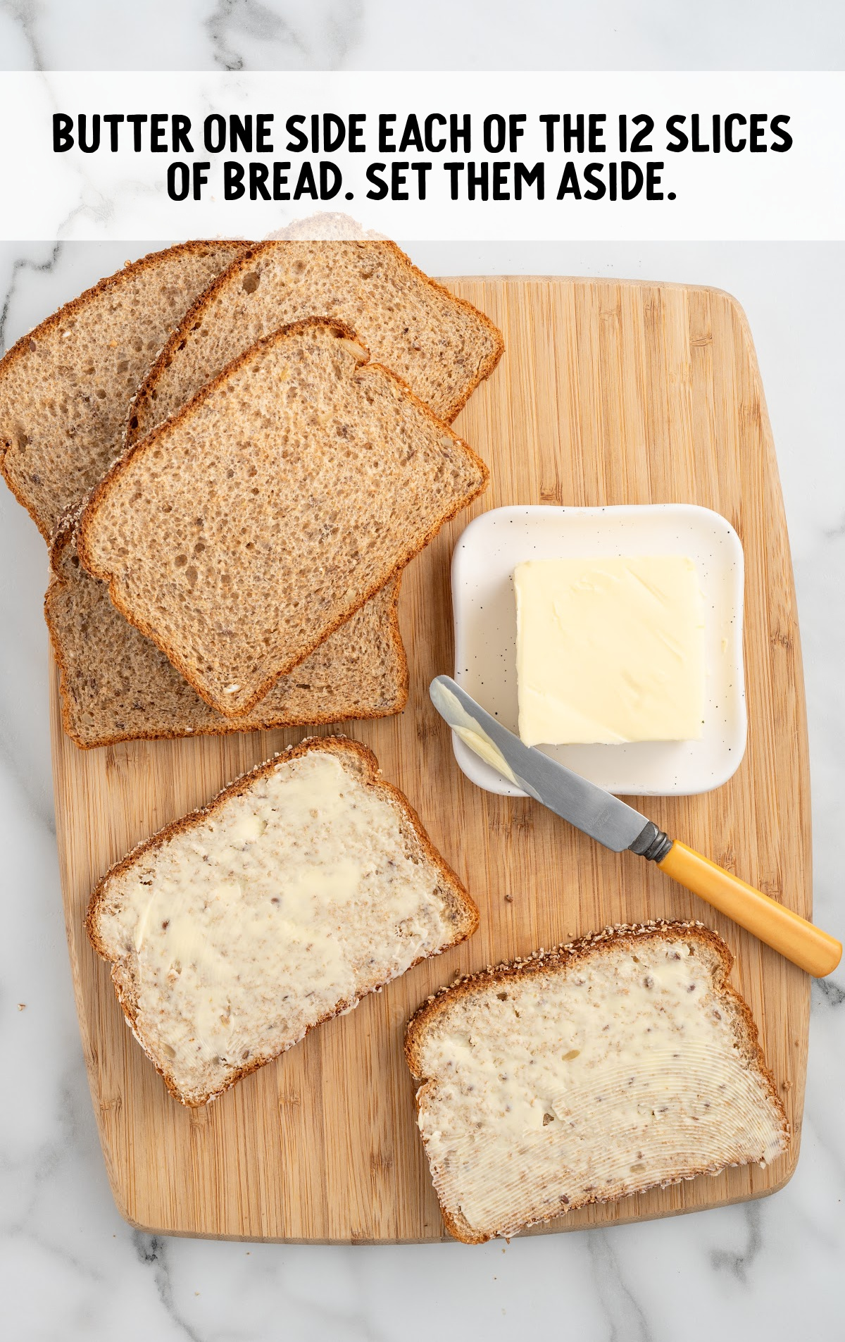 butter spread on top of the bread