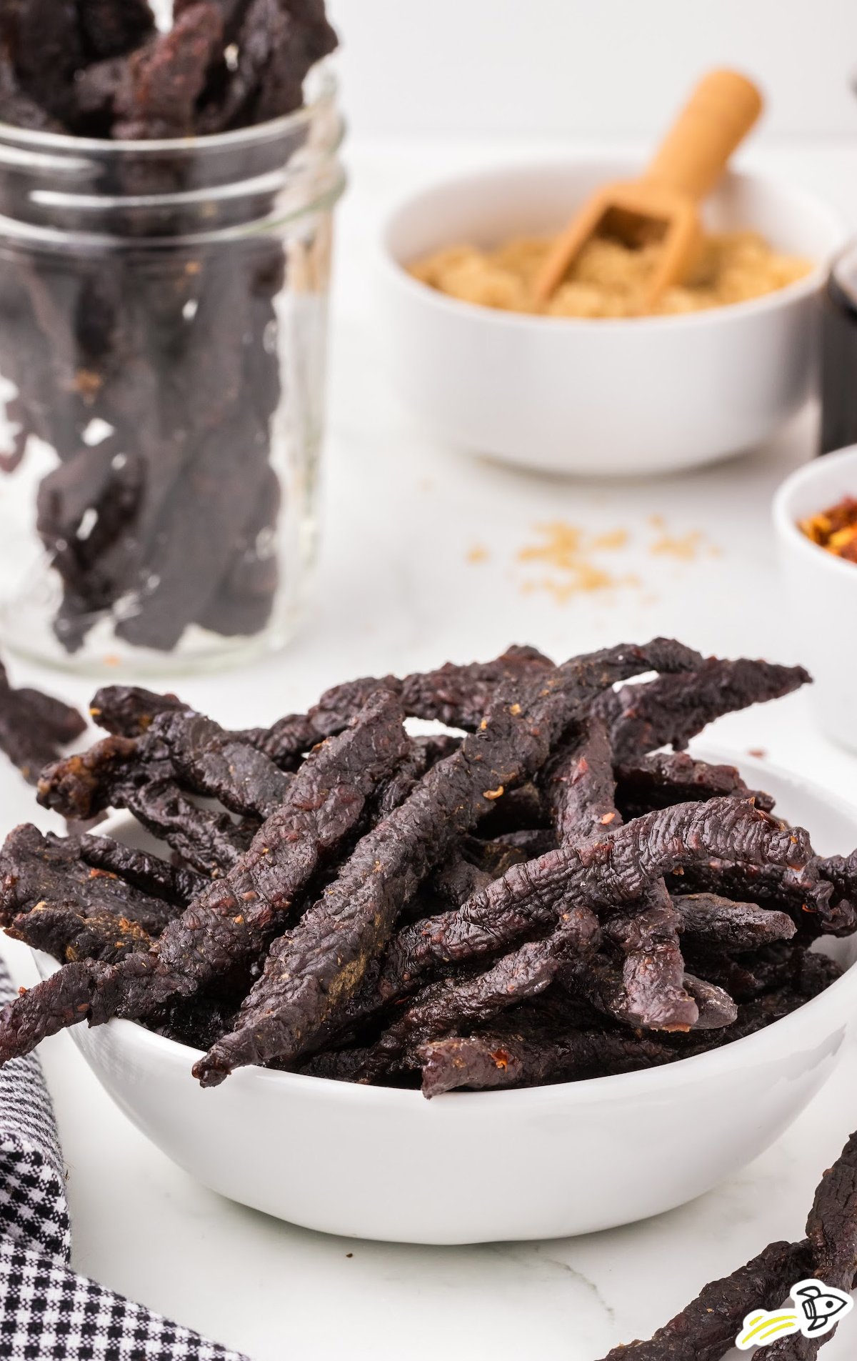 a bunch of Teriyaki Beef Jerky in a bowl