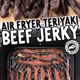 a bunch of Teriyaki Beef Jerky in a air fryer