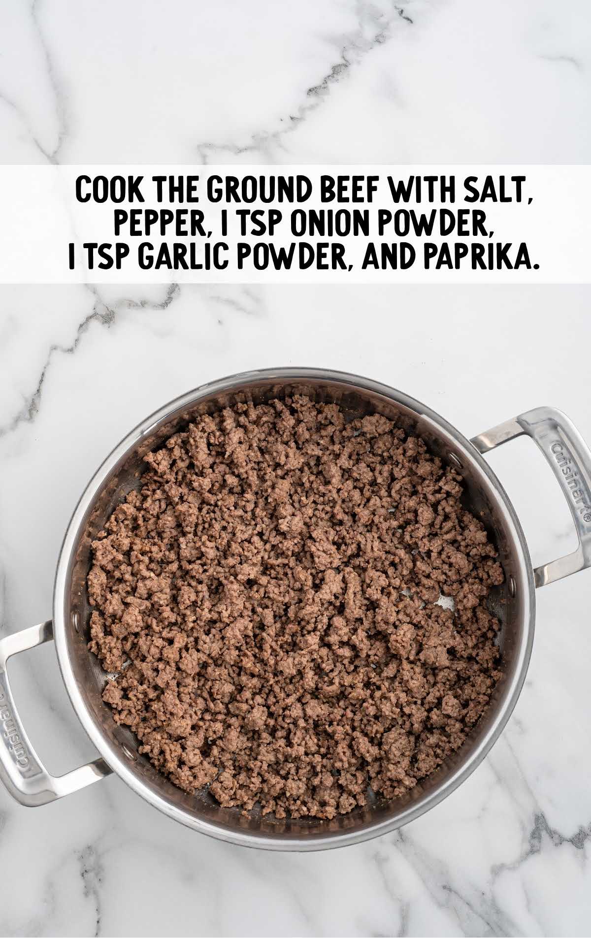 ground beef cooked in a skillet