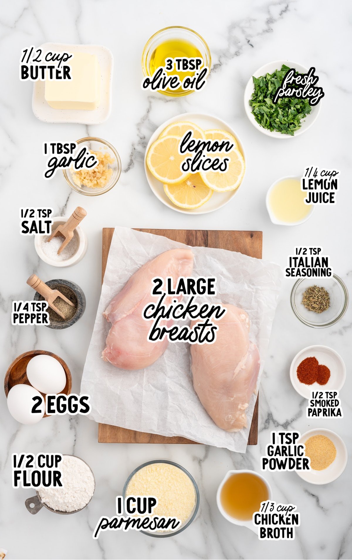 Lemon Chicken raw ingredients that are labeled