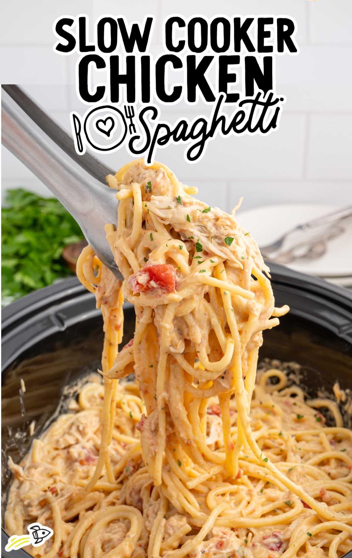 a Slow Cooker of Chicken Spaghetti