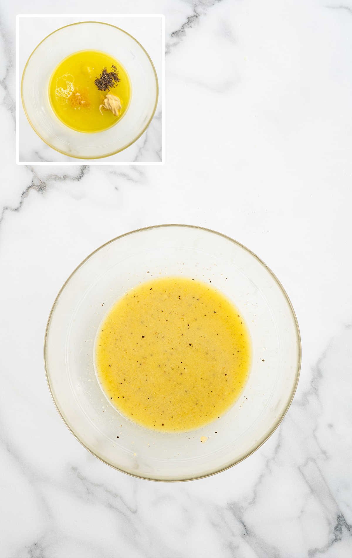 Chickpea Salad dressing ingredients combined in a bowl