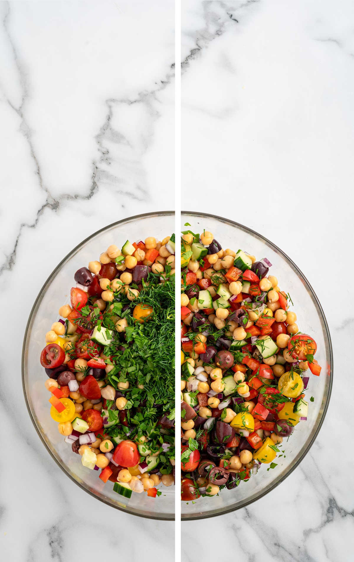 fresh dill and flat leaf parsley added to the Chickpea Salad