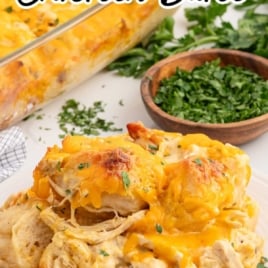 a plate of chicken bubble biscuit bake garnished with parsley