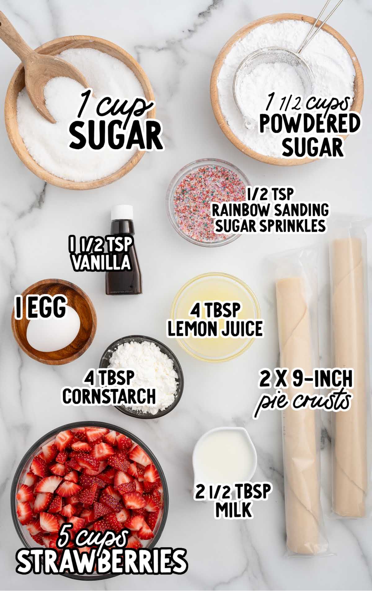 Strawberry Pop Tart Pie raw ingredients that are labeled