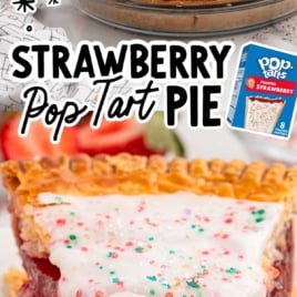 a slice of Strawberry Pop Tart Pie on a plate