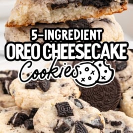 a bunch of oreo cheesecake cookies with oreos on a plate